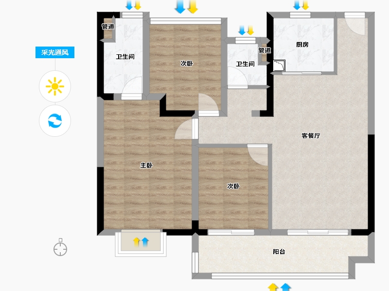 江苏省-常州市-港龙大发龙悦府-88.00-户型库-采光通风