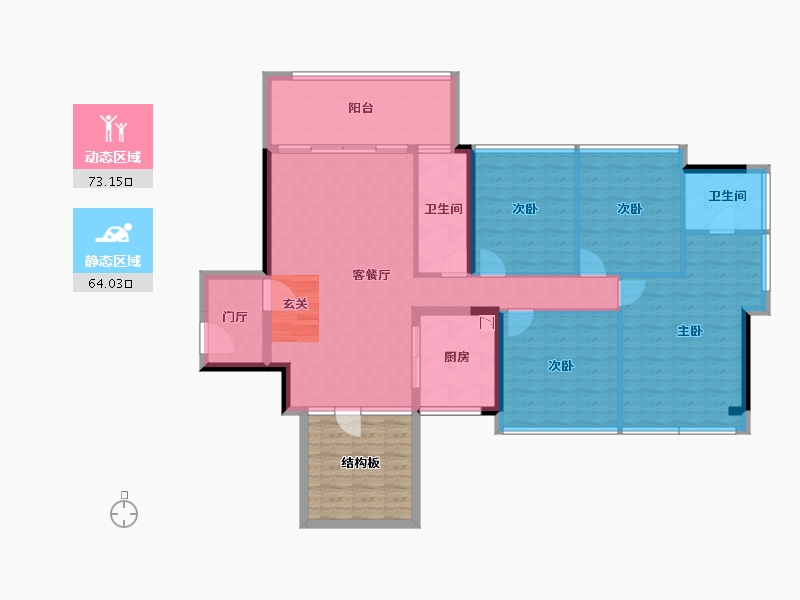 广东省-湛江市-南滨花园-134.76-户型库-动静分区