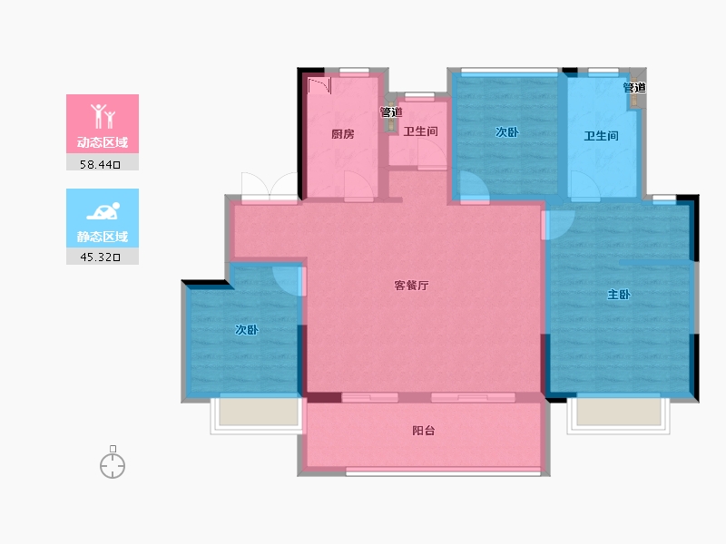 江苏省-常州市-港龙大发龙悦府-92.80-户型库-动静分区