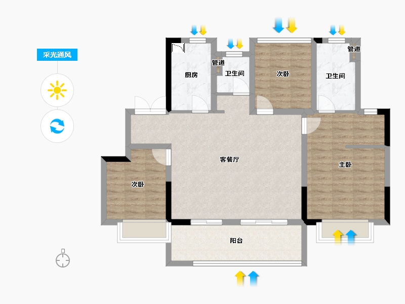 江苏省-常州市-港龙大发龙悦府-92.80-户型库-采光通风