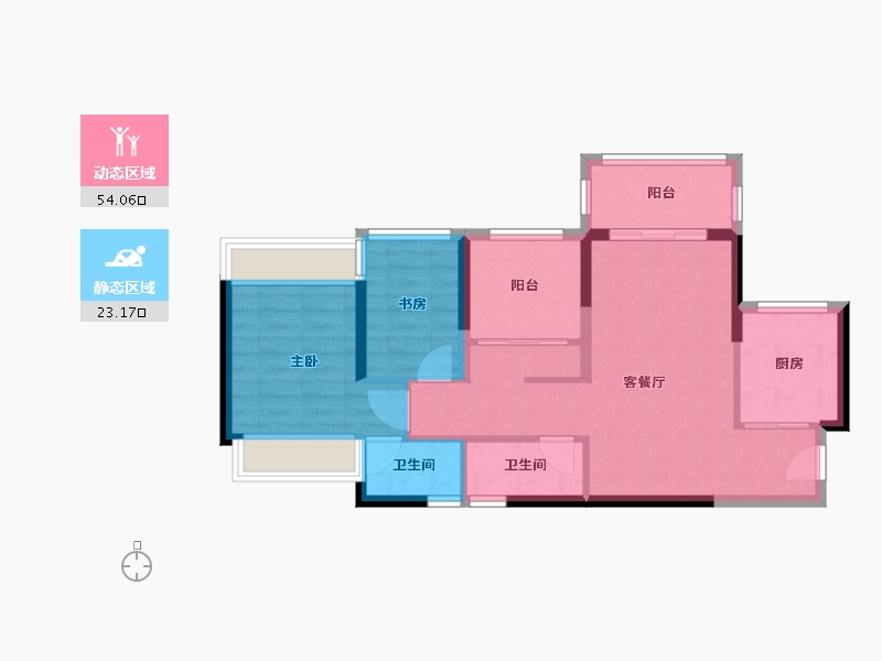 广东省-广州市-中海左岸澜庭-68.49-户型库-动静分区