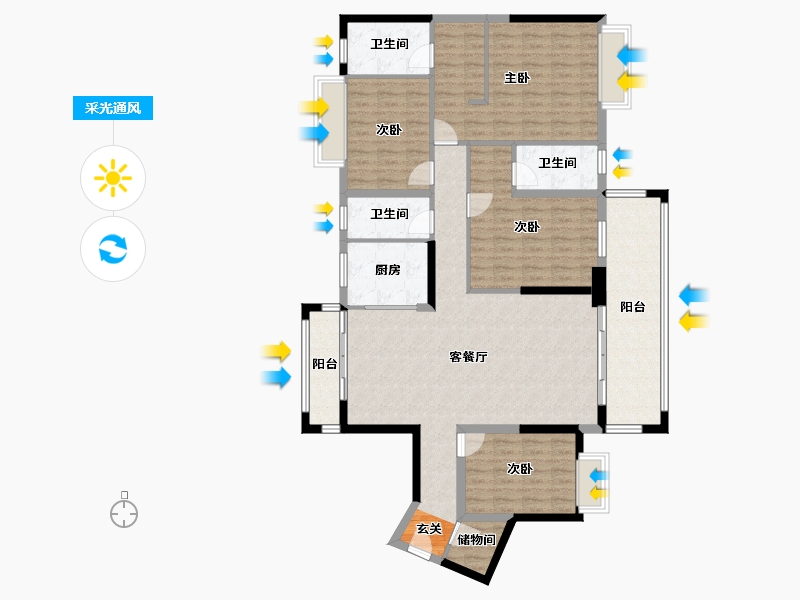 广东省-湛江市-碧海金岸花园-140.59-户型库-采光通风