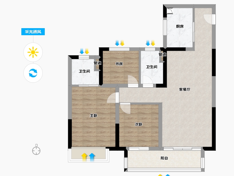 江苏省-常州市-衡麓世家-77.60-户型库-采光通风