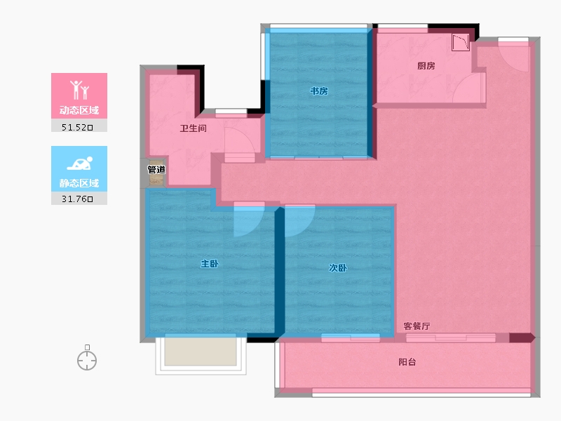 江苏省-常州市-金新滟澜湖-74.40-户型库-动静分区