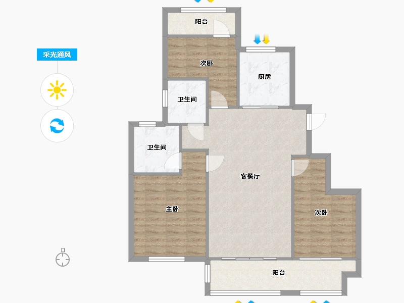 江苏省-淮安市-新城悦隽-92.08-户型库-采光通风