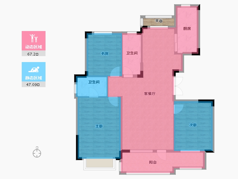 辽宁省-大连市-金湾十里海-104.82-户型库-动静分区