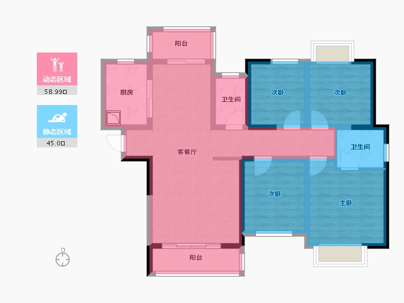 湖南省-长沙市-楚天世纪城西苑-91.14-户型库-动静分区