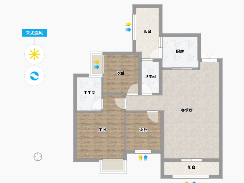 贵州省-贵阳市-景秀黔城-80.40-户型库-采光通风