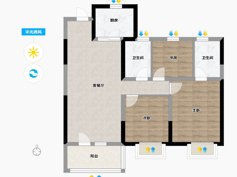 山东省-青岛市-天一仁和栊樾海-74.00-户型库-采光通风