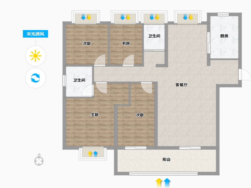 安徽省-阜阳市-颍上县碧桂园时代城-130.00-户型库-采光通风