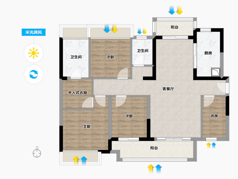 广东省-惠州市-新城・金樾江南-95.68-户型库-采光通风