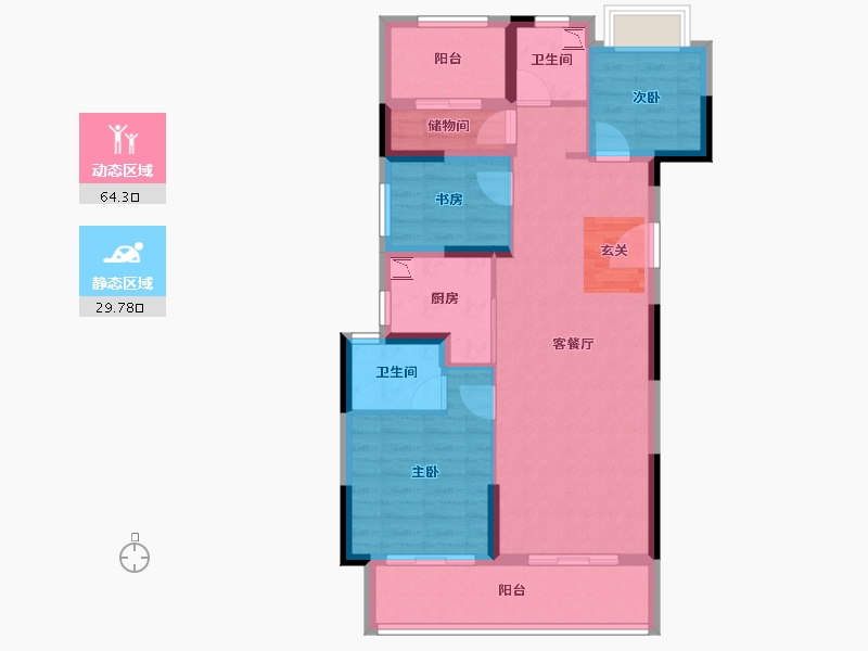 湖北省-孝感市-金辉城-83.55-户型库-动静分区