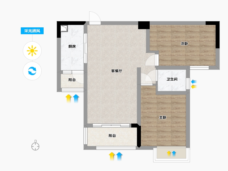 四川省-成都市-川网国际花园-63.53-户型库-采光通风