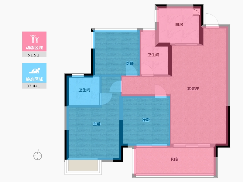 安徽省-合肥市-龙湖春江郦城-80.00-户型库-动静分区