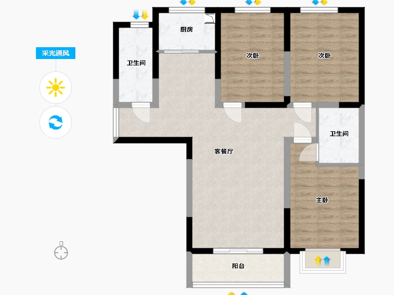 河北省-邯郸市-隆富花园-88.18-户型库-采光通风