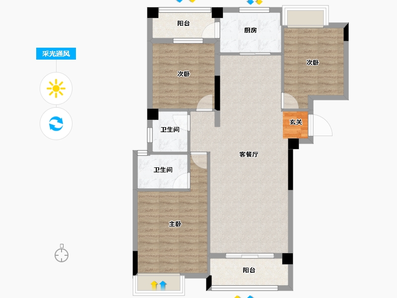 湖北省-孝感市-高新时代广场-97.13-户型库-采光通风