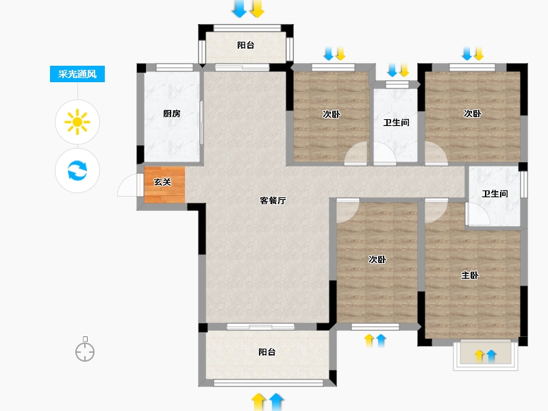 湖北省-孝感市-高新时代广场-108.74-户型库-采光通风