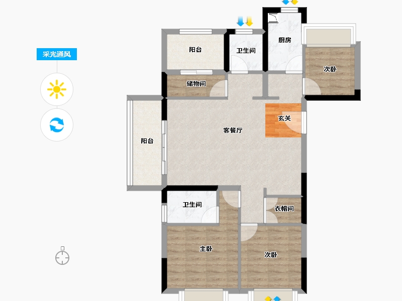 湖北省-孝感市-金辉城-83.03-户型库-采光通风