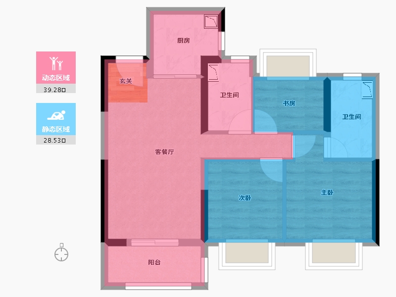 湖北省-孝感市-金辉城-59.05-户型库-动静分区