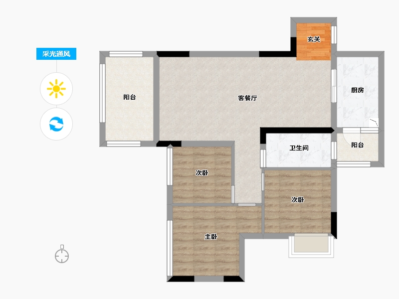 贵州省-贵阳市-广大城-79.83-户型库-采光通风