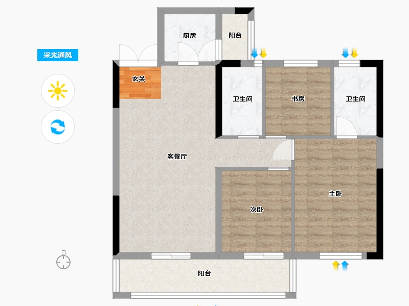 贵州省-贵阳市-广大城-80.70-户型库-采光通风