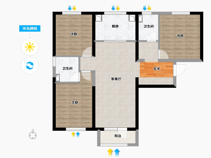 广东省-江门市-水山樾城-87.42-户型库-采光通风