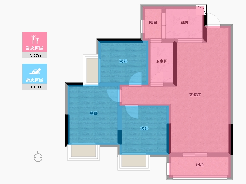 四川省-成都市-辰兴锦城国际-67.89-户型库-动静分区