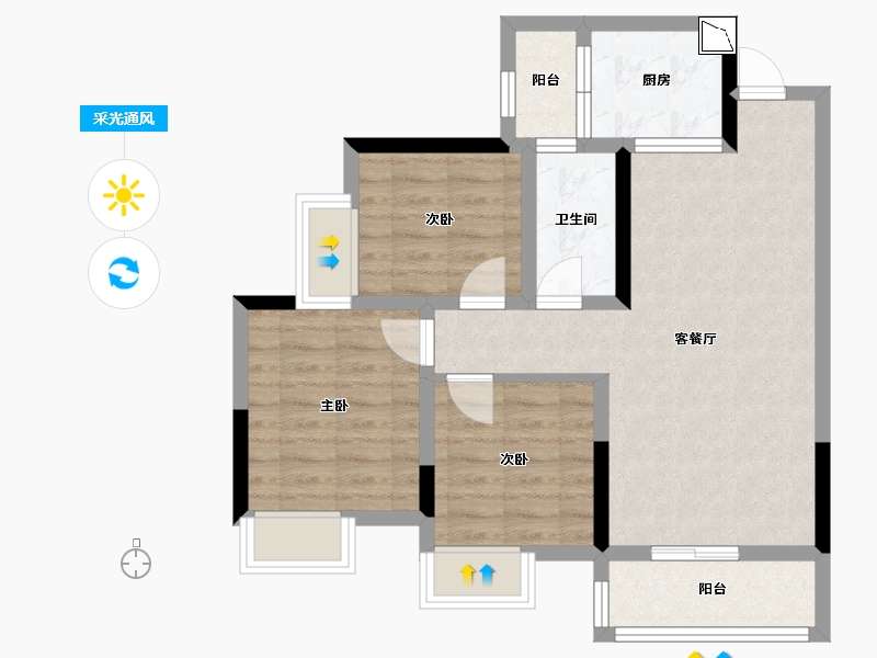 四川省-成都市-辰兴锦城国际-67.89-户型库-采光通风