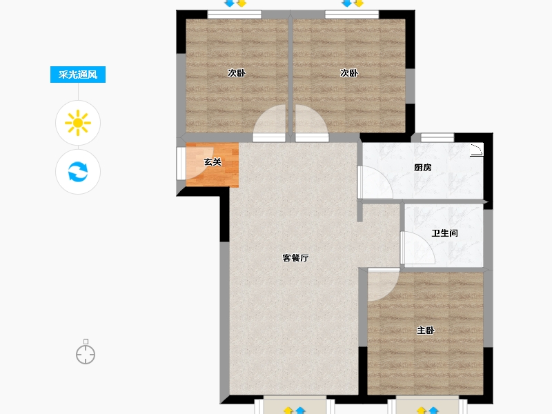 河北省-唐山市-和泓・葛沽湾首府-70.40-户型库-采光通风