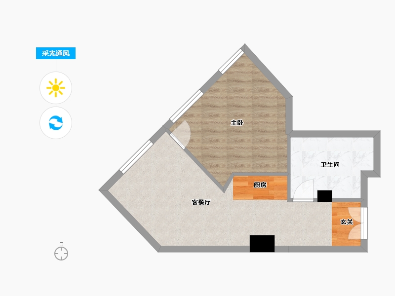 河北省-唐山市-茂华金汇公馆-45.22-户型库-采光通风