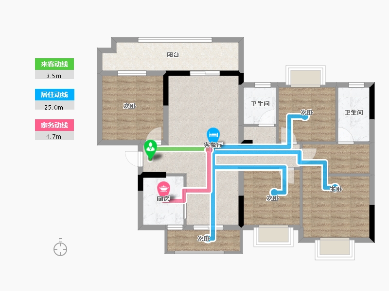 广西壮族自治区-贵港市-中梁・云天府-95.20-户型库-动静线