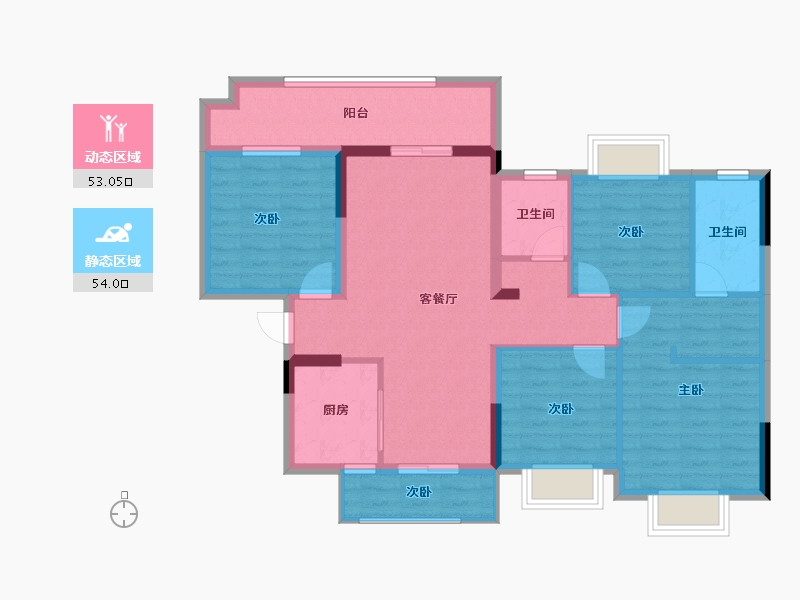 广西壮族自治区-贵港市-中梁・云天府-95.20-户型库-动静分区