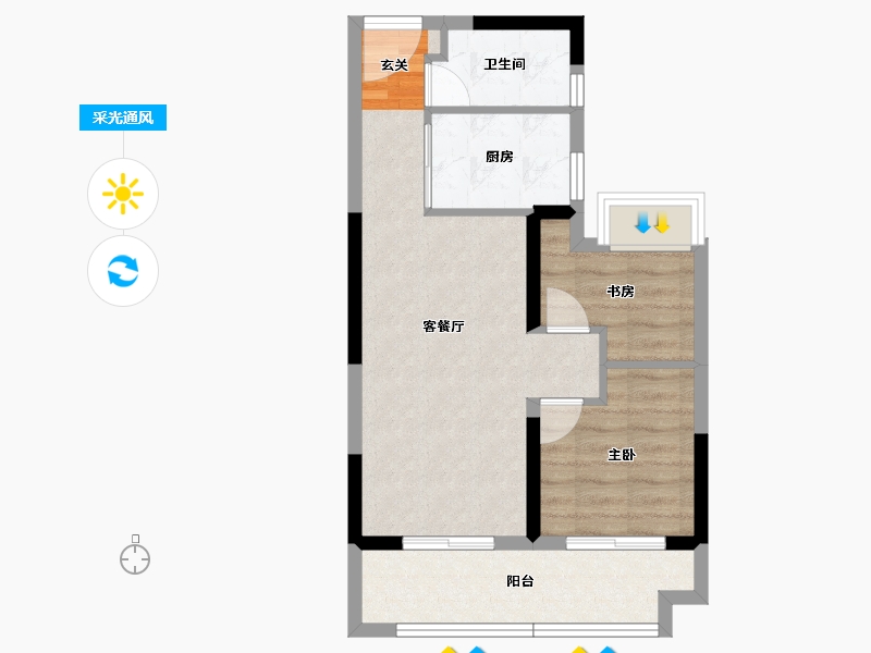 湖北省-孝感市-金辉城-54.87-户型库-采光通风