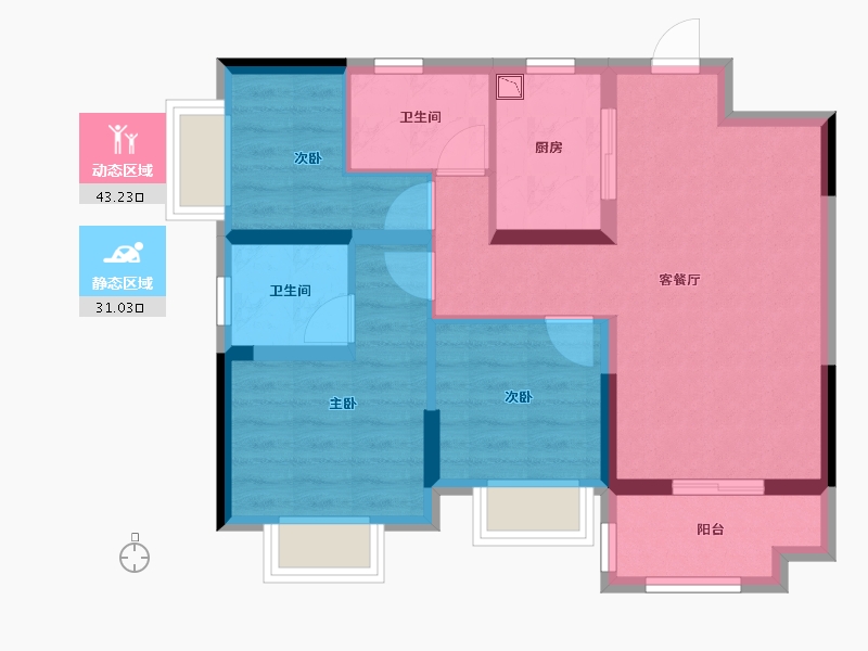 广西壮族自治区-贵港市-苏园-65.10-户型库-动静分区