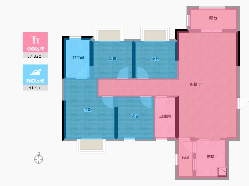 广西壮族自治区-贵港市-苏园-88.17-户型库-动静分区