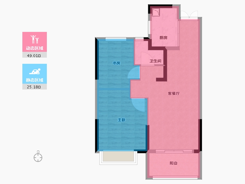 江苏省-扬州市-沄溪书院-66.41-户型库-动静分区