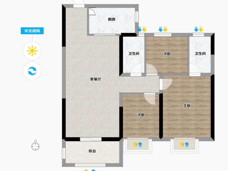 广西壮族自治区-贵港市-苏园-83.32-户型库-采光通风