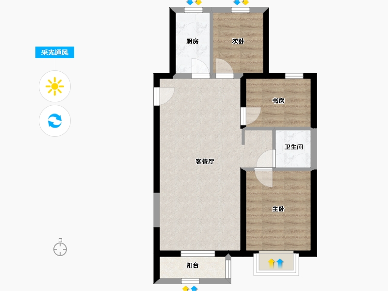 山西省-临汾市-未来城-62.04-户型库-采光通风