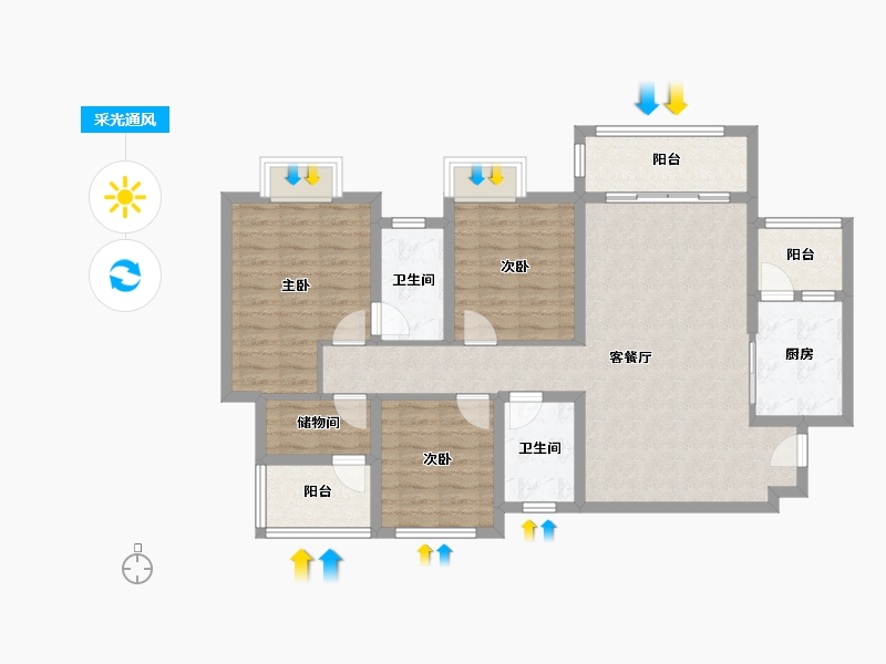 四川省-成都市-世茂城三期-101.48-户型库-采光通风