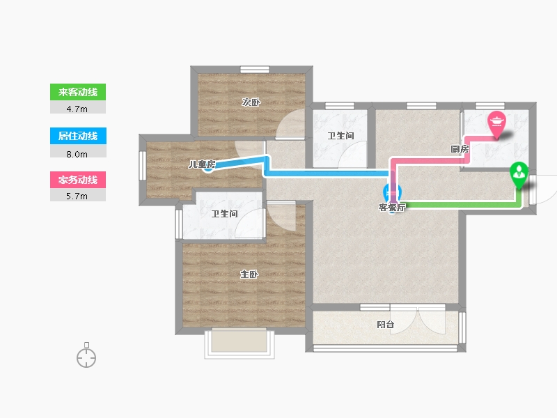 河北省-石家庄市-润江翡丽公馆-82.41-户型库-动静线