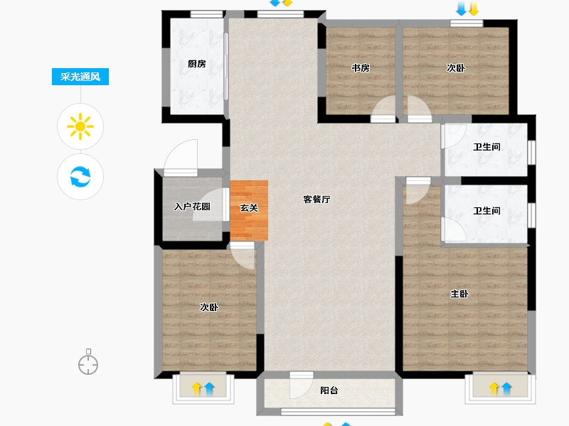 河北省-唐山市-新天地鹭港21区东-124.14-户型库-采光通风