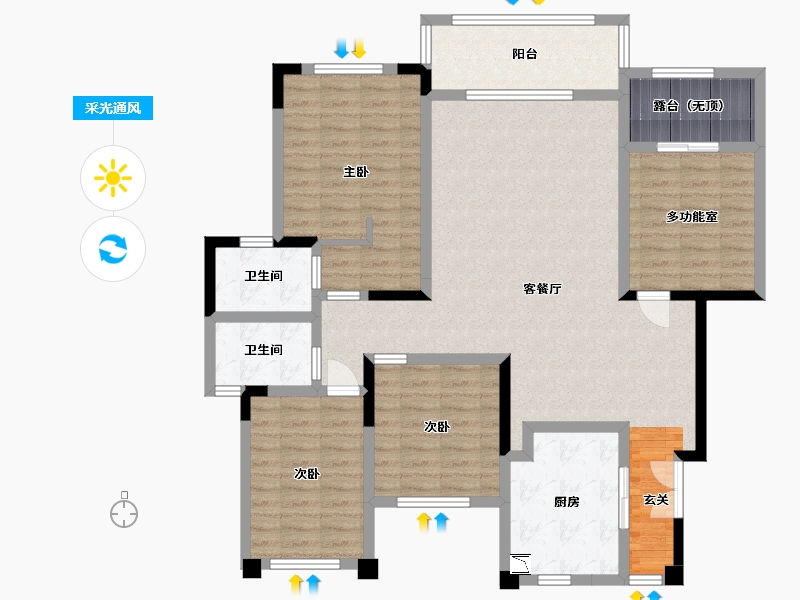 贵州省-贵阳市-敬山府-124.77-户型库-采光通风