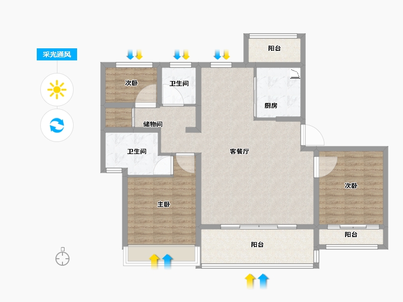 江苏省-苏州市-海胥澜庭-106.00-户型库-采光通风