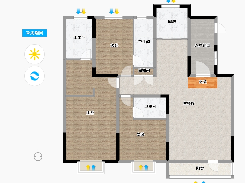 河北省-唐山市-新天地鹭港21区东-137.28-户型库-采光通风