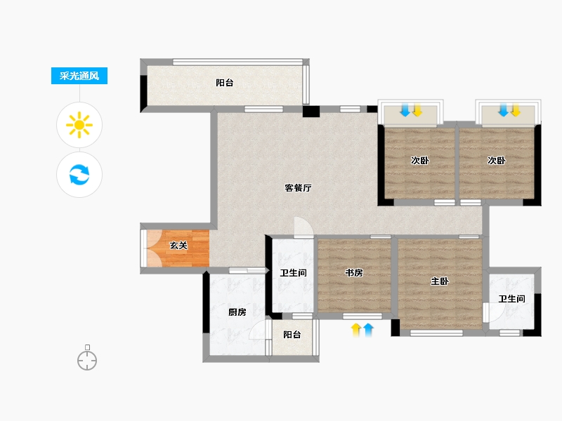 贵州省-贵阳市-广大城-103.67-户型库-采光通风