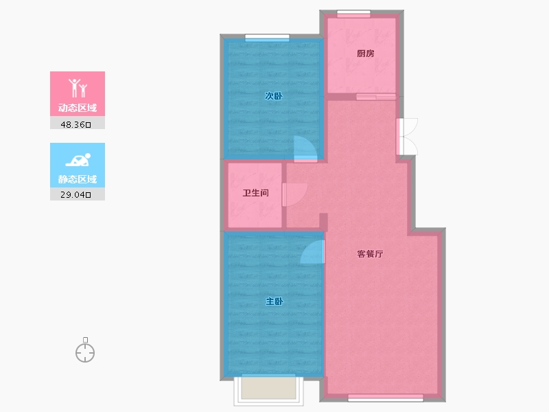 黑龙江省-伊春市-溪雨墅-69.74-户型库-动静分区