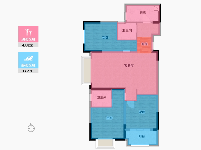 贵州省-贵阳市-远大美域3期-82.76-户型库-动静分区