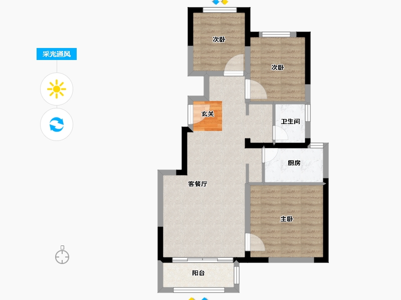 河北省-唐山市-和泓・葛沽湾首府-71.20-户型库-采光通风