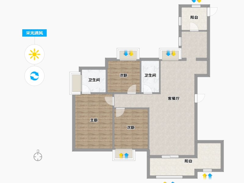 江西省-南昌市-国贸天峯-101.35-户型库-采光通风