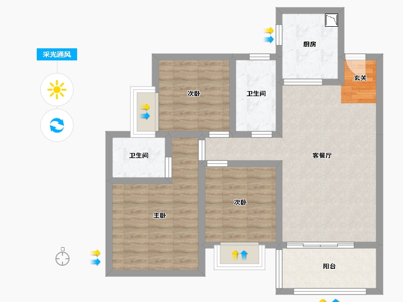 贵州省-贵阳市-敬山府-75.67-户型库-采光通风